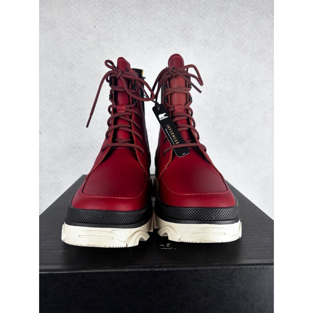 SOREL Brex Boot Lace WP Women's 9 Warp Red Black Waterproof Lug Sole Leather - Picture 3 of 7